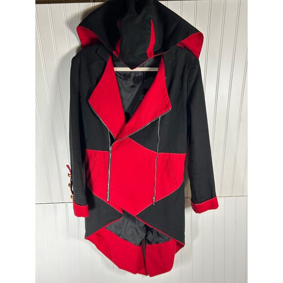Reversible Costume Jacket Coat Cosplay Gothic Assassins Creed  Black Red SZ L - Picture 1 of 14